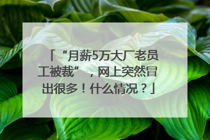 “月薪5万大厂老员工被裁”，网上突然冒出很多！什么情况？
