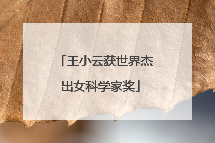王小云获世界杰出女科学家奖