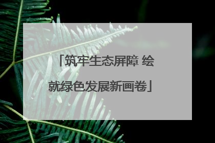 筑牢生态屏障 绘就绿色发展新画卷