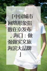 中国城市网络形象指数在京发布，海口：做强做实文旅海滨大品牌