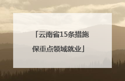 云南省15条措施保重点领域就业