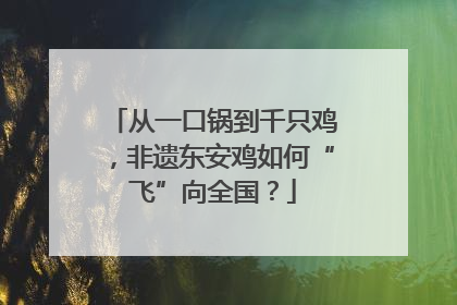 从一口锅到千只鸡，非遗东安鸡如何“飞”向全国？