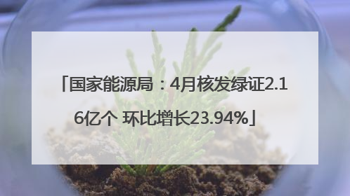 国家能源局：4月核发绿证2.16亿个 环比增长23.94%