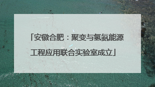 安徽合肥：聚变与氢氨能源工程应用联合实验室成立