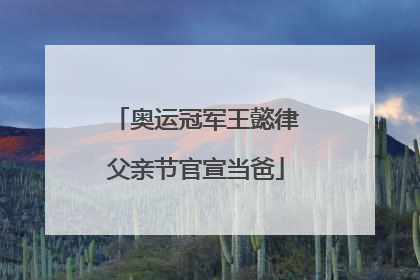 奥运冠军王懿律父亲节官宣当爸