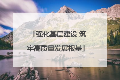 强化基层建设 筑牢高质量发展根基