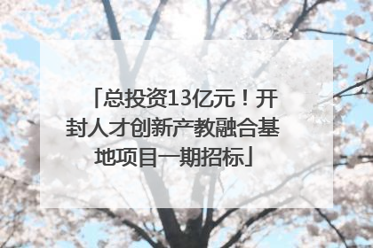 总投资13亿元！开封人才创新产教融合基地项目一期招标