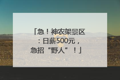 急！神农架景区：日薪500元，急招“野人”！