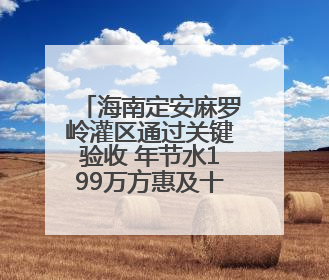 海南定安麻罗岭灌区通过关键验收 年节水199万方惠及十万人