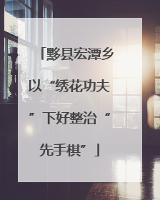 黟县宏潭乡以“绣花功夫”下好整治“先手棋”