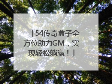 54传奇盒子全方位助力GM，实现轻松躺赢！